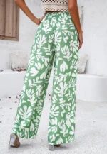 Elegant Printed Trousers Summer Loose Elastic High Waist Straight Pants For Beach Vacation Womens Clothing - Image 3