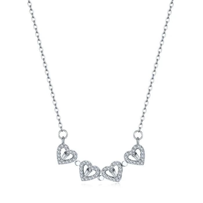 Silver Clover Hearts Necklace - Image 2