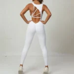 Yoga Jumpsuit V-shaped Back Design Sleeveless Fitness Running Sportswear Stretch Tights Pants For Womens Clothing - Image 5